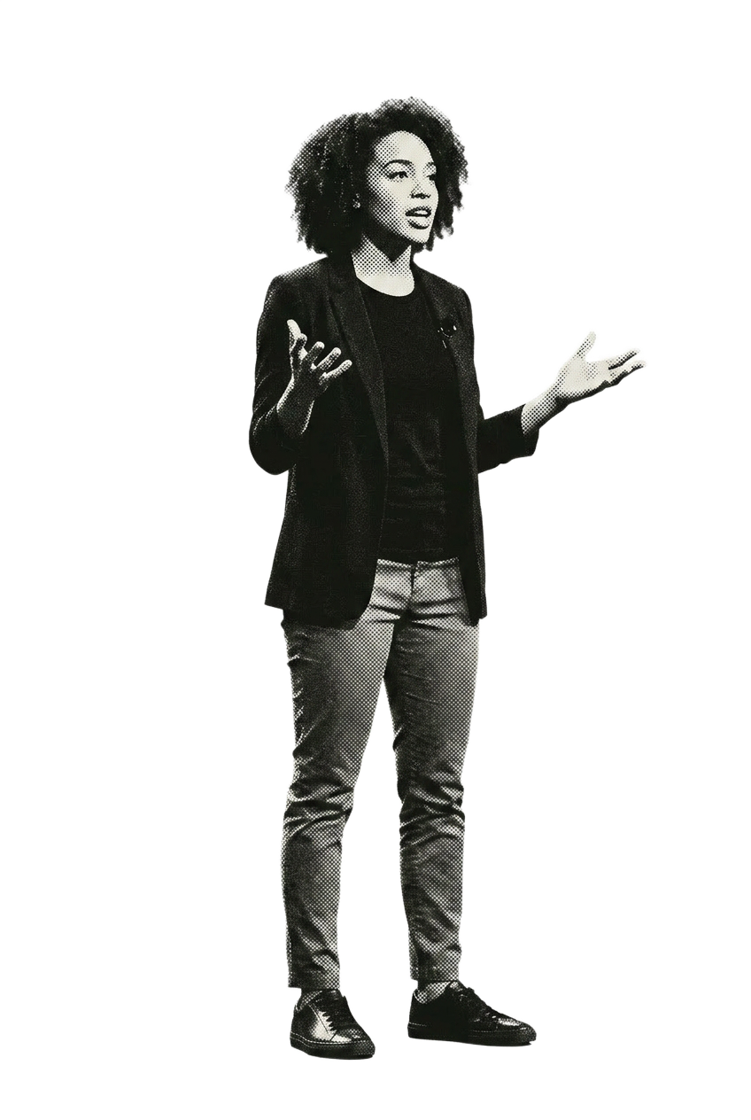 A speaker giving a talk on stage